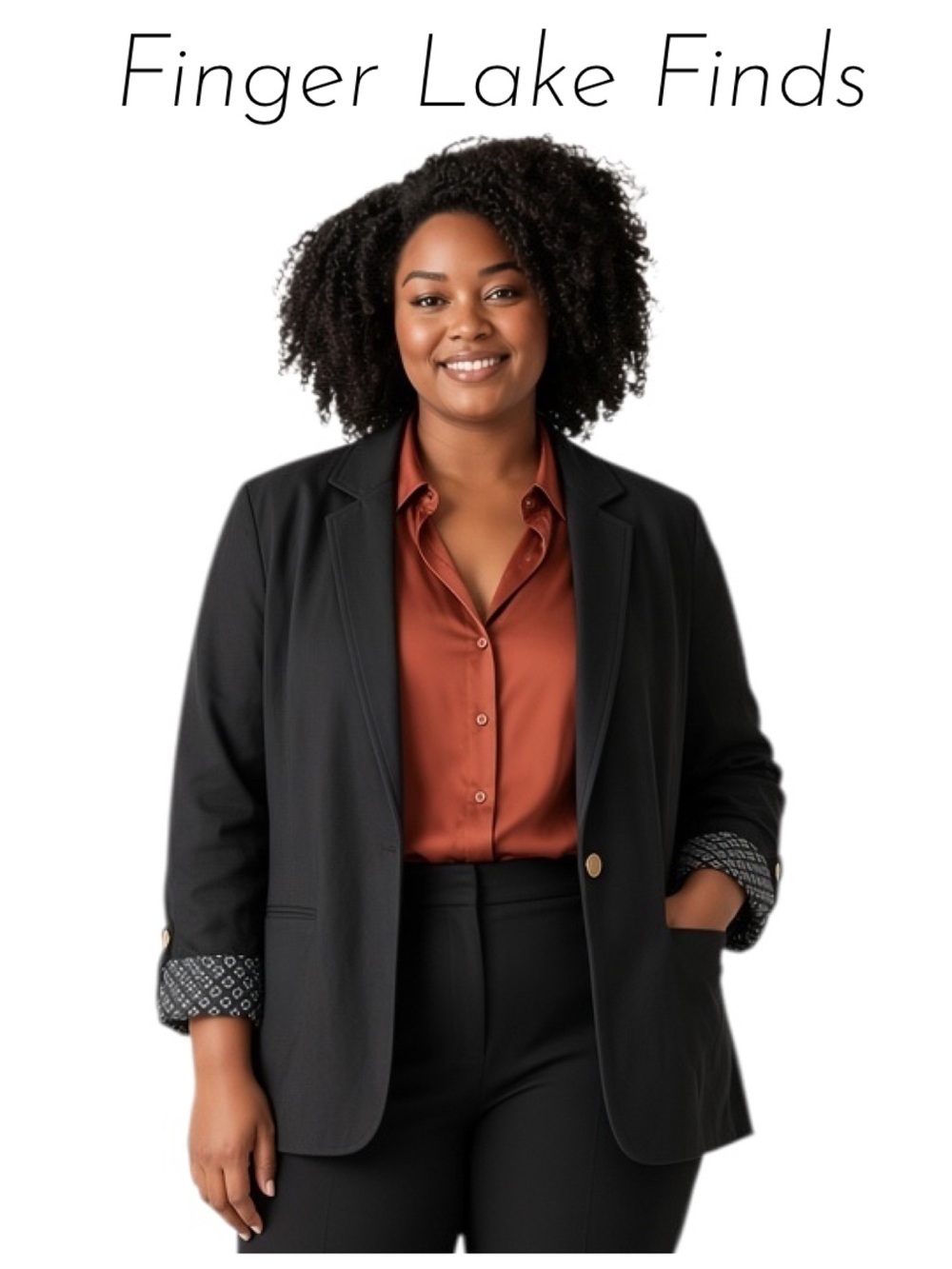 Chico's Black Blazer with Patterned Cuff Detail, size 3 or 16/18